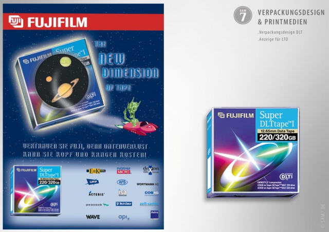 Packaging Design. Print Media Design. Fuji Super DLT. Fujifilm.