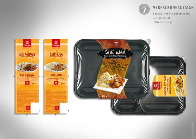 Verpackungsdesign. Product Launch Deutschland. Orient Plaza Steamfood.