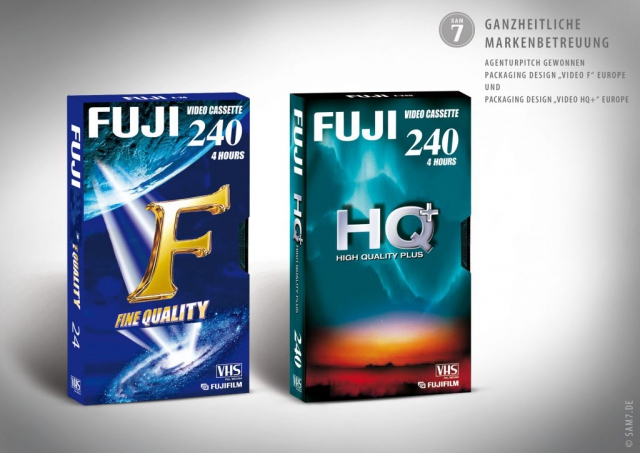 Verpackungsdesin. Fuji Video F und HQ+.